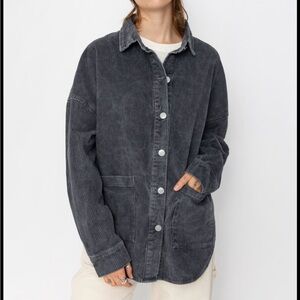 NEW Roxy Kick Back Washed Corduroy Shacket Phantom Size Small